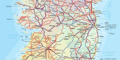 İrlandiya avtobus marşrutları xəritə